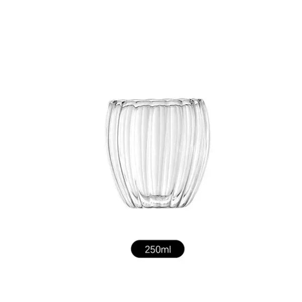 250/350/450ml Glass Cup Stripe Double Wall High Borosilicate Heat Resistant Tea Handmade Milk Juice Whisky Espresso Coffee Mug Oasis Select 250ML 250-450ml