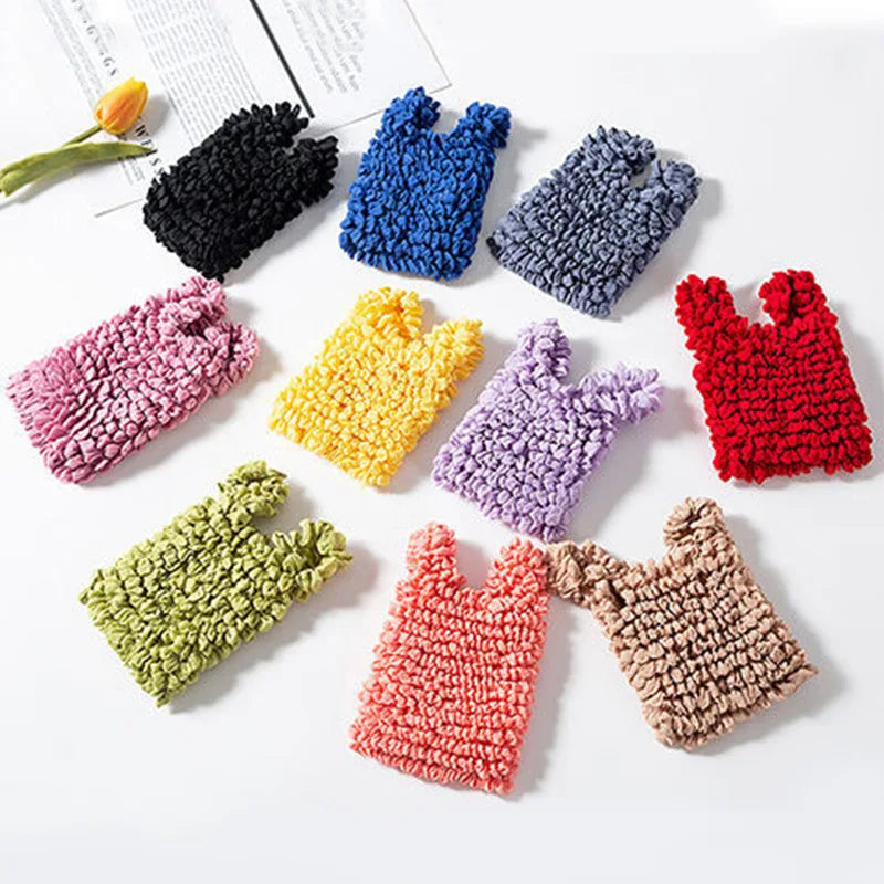 1pcs Mini Pleated Bubble Bag Elastic Stretch Design Foldable Portable Handbag Large Capacity Daily Storage Tote Oasis Select