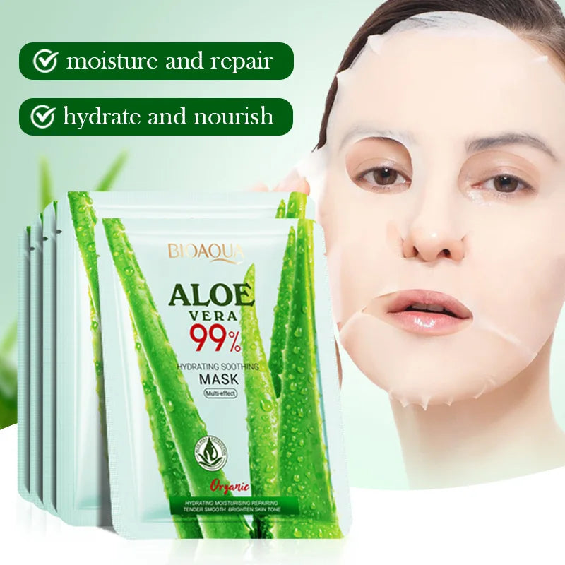 BIOAQUA Aloe Vera Facial Masks – Hydrating & Brightening 5/10pk Facial Sheet Mask Oasis Select