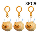 1-20PCS Kapybara Toys Creative Pull String Flying Kapybara Bag Pendant Car Keychain Pendant Decompression Kapybara Doll Keychain Oasis Select Brown-3PCS