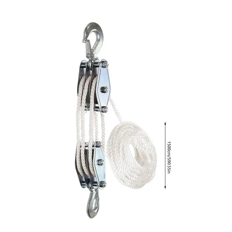 Block And Tackle Pulley System Rope Pulley Hoist With 6:1 Lifting Power 2200 Lbs Breaking Strength Heavy Duty Pulley System Oasis Select