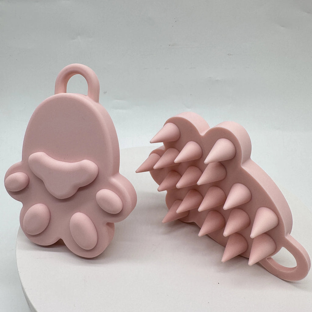 Silicone Cat Paw Scalp Massager Set – Pink & Purple Shampoo Brush Scalp Massage Brush Oasis Select GJ35-pink-02