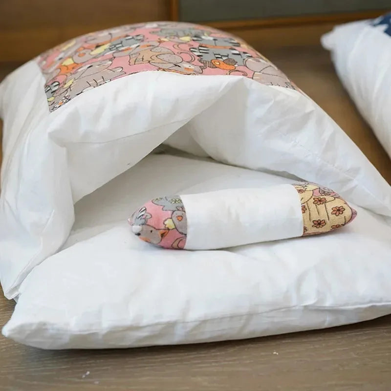 Cat Nest Winter Warm Cat Sleeping Bag Fully Enclosed Kitten House Deep Sleep Cat Quilt Japanese Style Quilt Dog House Oasis Select