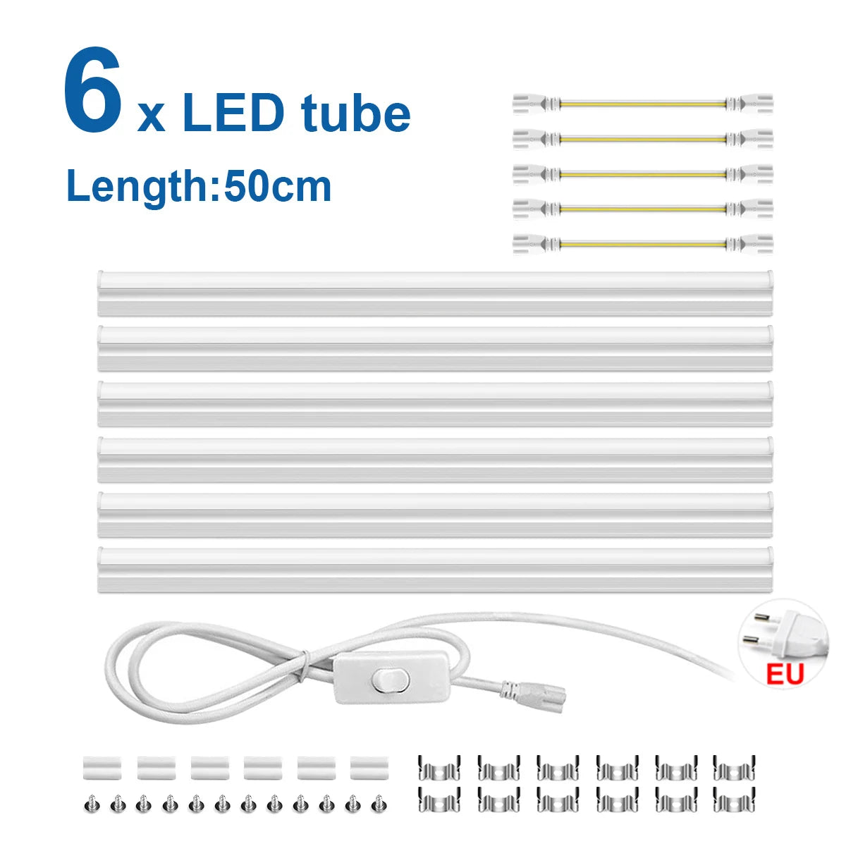15W T5 1-6pcs LED Light Bar 50cm Kitchen Garage Livingroom Lighting 220V Fluorescent Replacement,Energy-Efficient LED Tube Oasis Select Warm White 6x LED Bar Kit