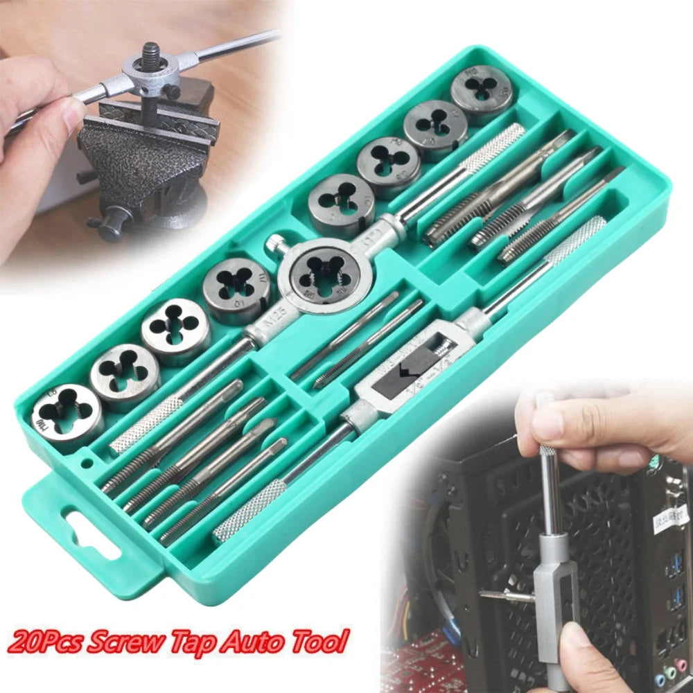 Metric Tap & Die Set 8/12/20Pcs M3–M12 Thread Cutting Kit Tap & Die Set Oasis Select