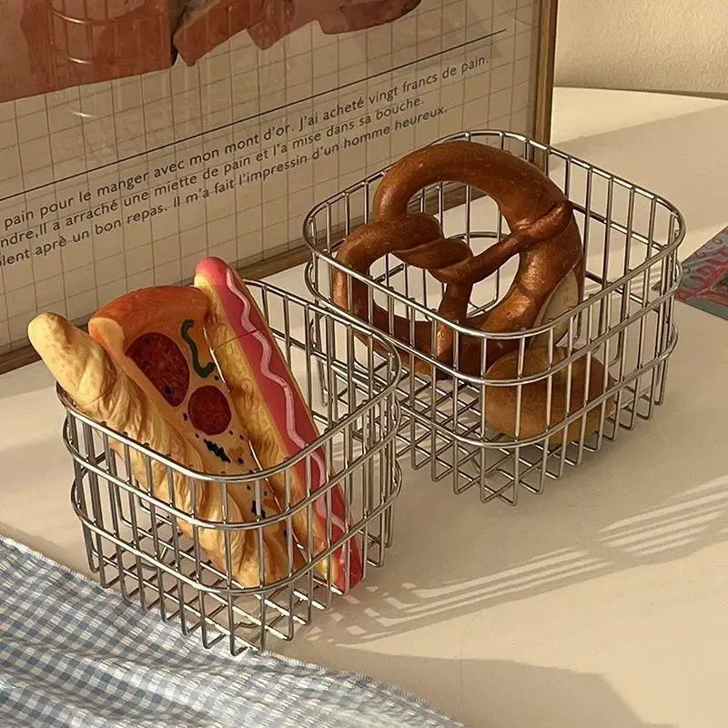 Metal Desktop Storage Basket Box Iron Art Storage Basket Coffee Miscellaneous Items Kitchen Desktop Organizer Makeup Storage Box Oasis Select
