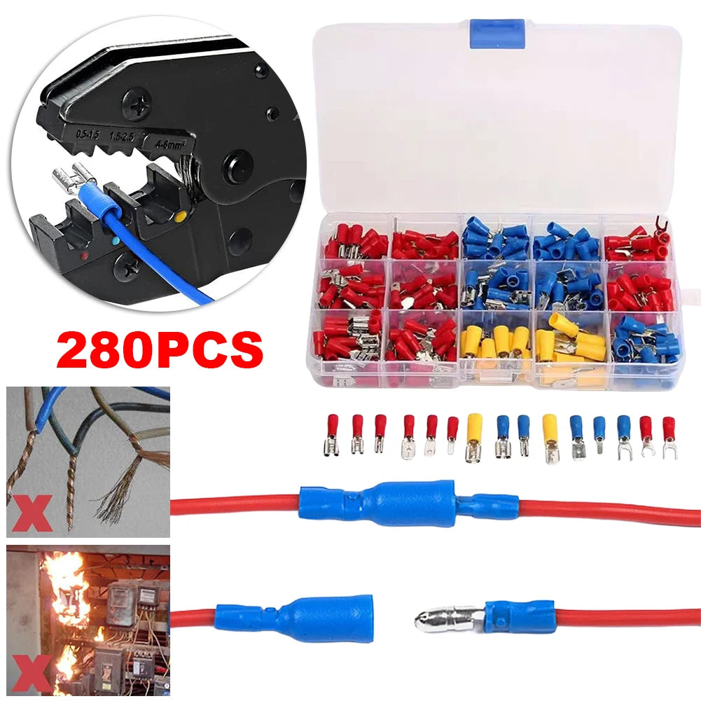 280-Pc Insulated Crimp Terminal Kit – Spade, Ring & Fork Lugs Crimp Terminal Kit Oasis Select