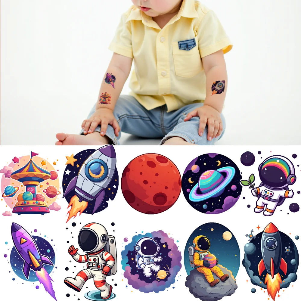 54pcs Space Astronaut Temporary Tattoo Stickers – Kids & Adults Temporary Tattoo Stickers Oasis Select