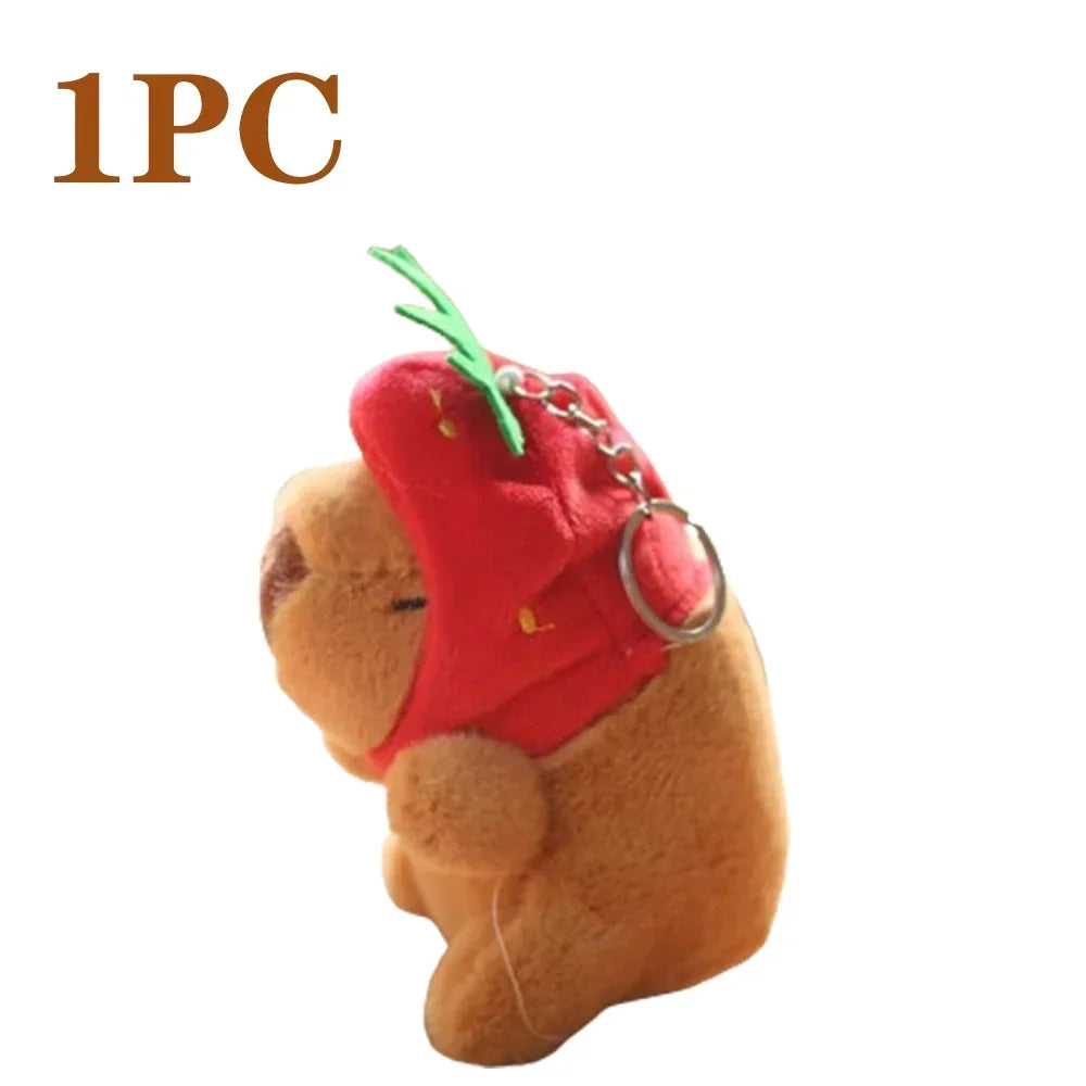1-20PCS Cartoon Capybara Pendant Plush Toy Doll Bag Hanging Ornament Cute Kapila Keychain Doll Desktop Doll Ornament Car Pendant Oasis Select Strawberry-1PC