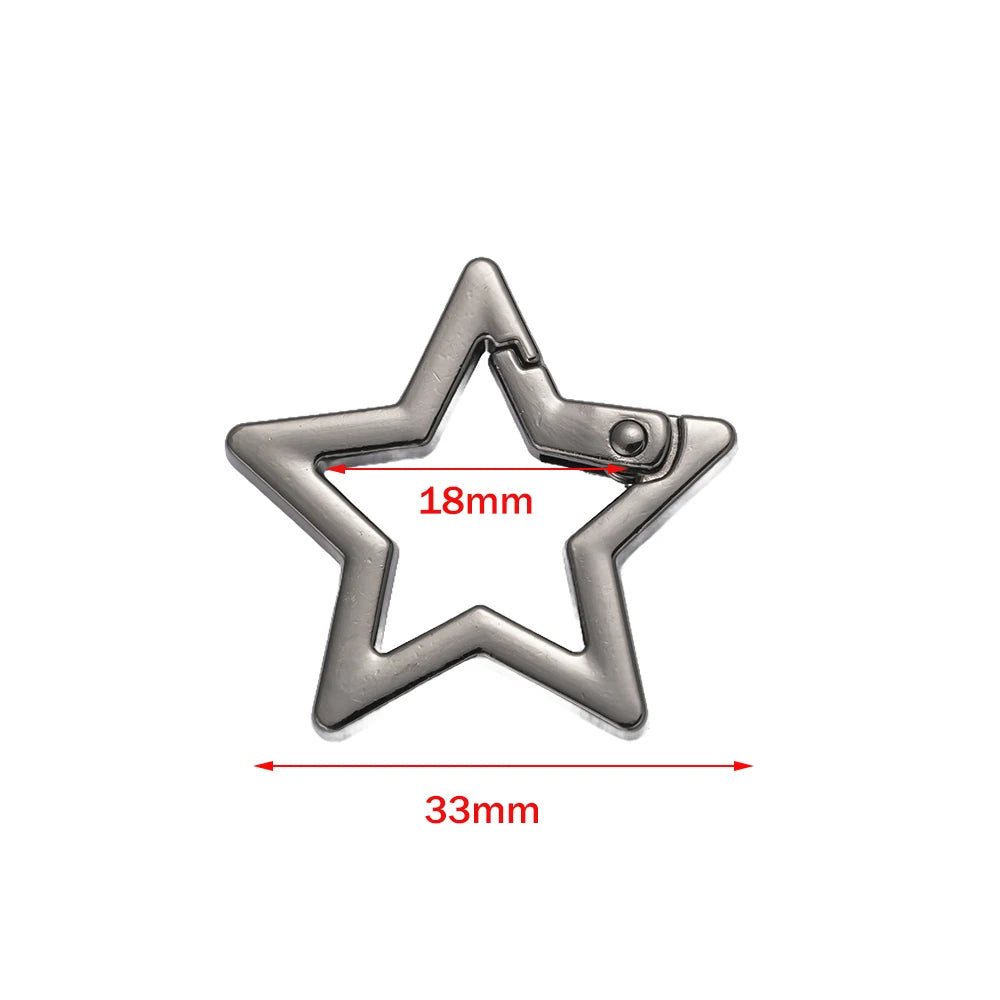 5pcs Star Small Carabiners Clips Metal Trigger Spring Rings Snap Hooks DIY Charms Accessory for Keychains Bag Purse Craft Making Oasis Select A Gun Black 33mm