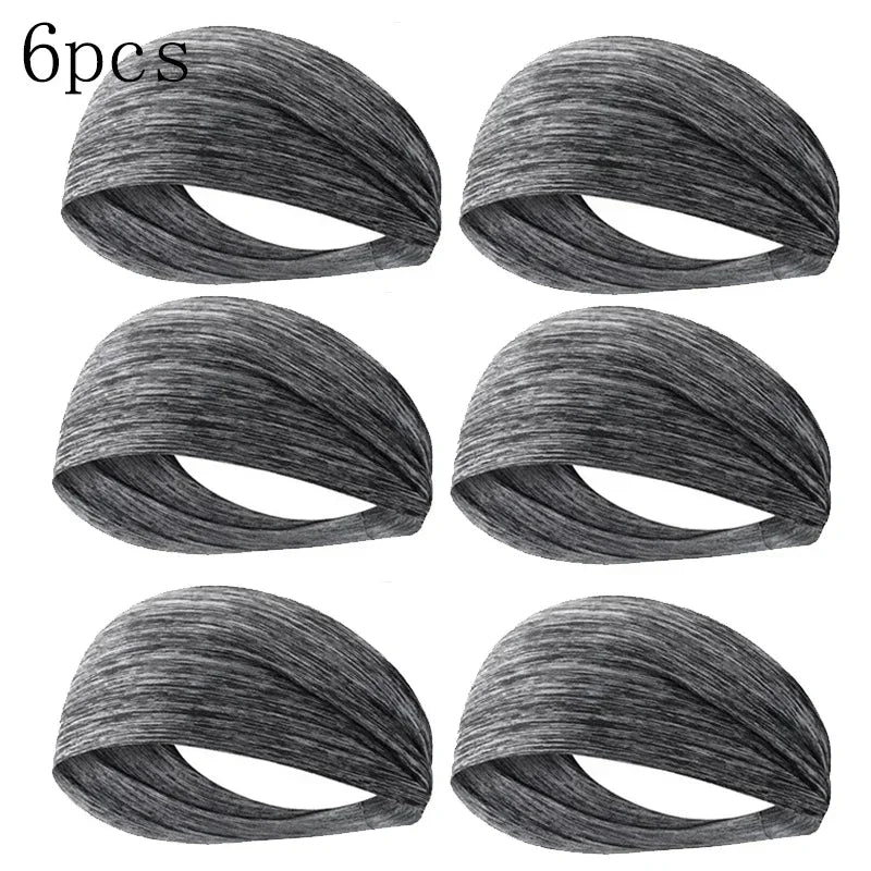 1/8PC Sweatband For Men Women Elastic Sport Hairbands Head Band Yoga Headbands Headwear Headwrap Sports Workout Hair Accessories Oasis Select grey-6pcs