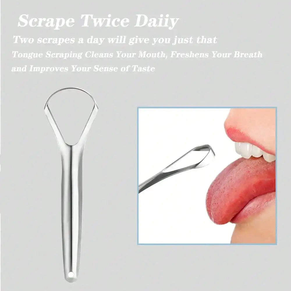 Tongue coating cleaner, stainless steel tongue scraper, oral cleaning tool 2pcs Oasis Select