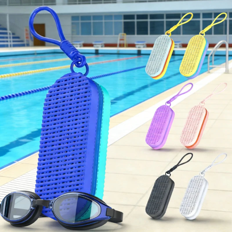 Silicone Swimming Goggles Case,Drop-Proof & Scratch-Resistant Protective Storage Box,Portable Foldable Bag Silicone Glasses Case Oasis Select