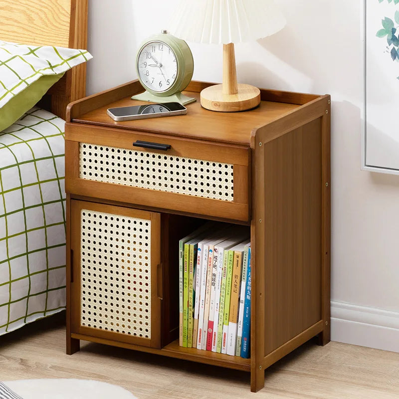 Bedroom bedside table drawer storage cabinet household living room snack locker storage box simple bedside locker Oasis Select