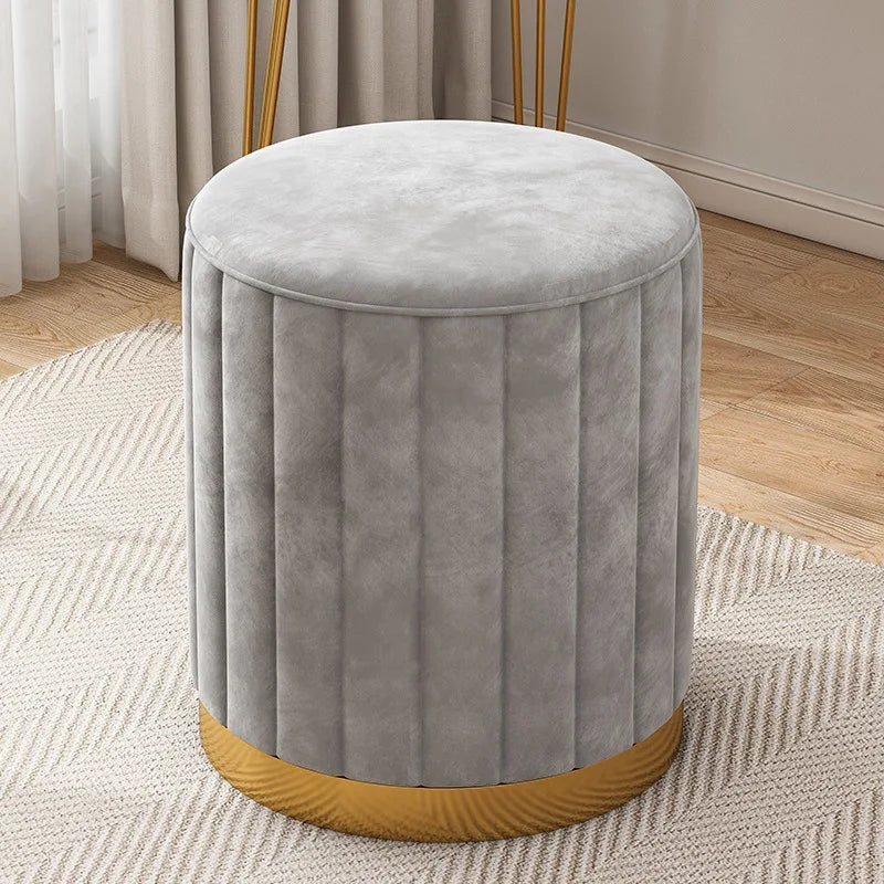Makeup stool light luxury round stool chair bedroom Internet celebrity storage bench sofa stool dresser stool makeup chair small Oasis Select grey