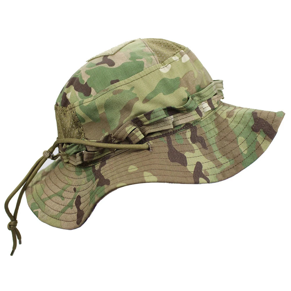 Camouflage Enthusiasts Square Pocket Camo Bonnie Cap US Bucket Benny Hats Fishing Outdoor Hiking Tactical Sun Caps Oasis Select