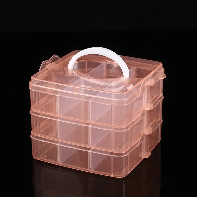3 Tier 18-Grid Transparent Adjustable Stackable Compartment Slot Plastic Storage Box For Organizing Toys Jewelry Accessories Oasis Select 2pcs Orange