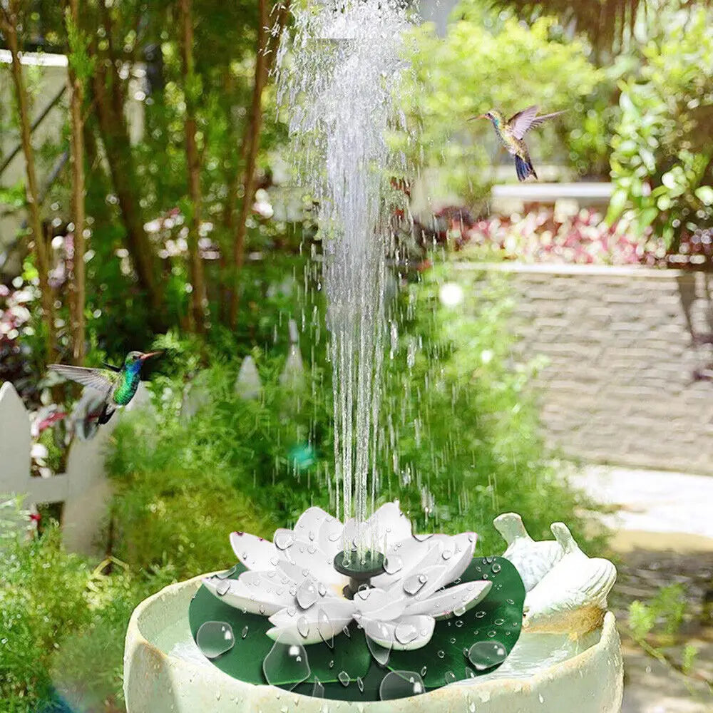 Mini Lotus Solar Water Fountain Pond Decoration Waterfall Fountain Outdoor Bird Bath Solar Powered Floating Garden Fountain Oasis Select