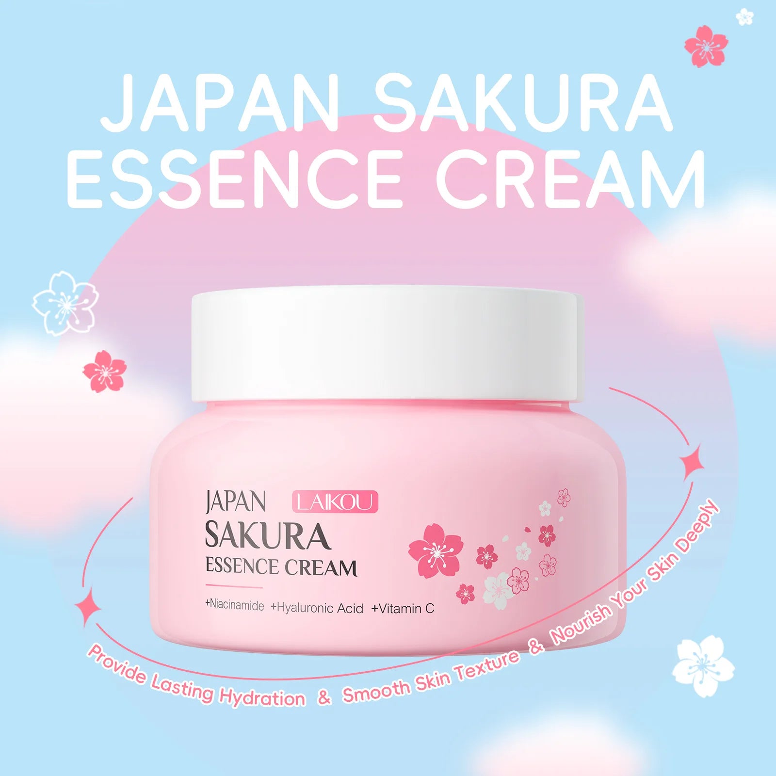LAIKOU Sakura Essence Face Cream 60g - Moisturizing Repair Hydrating Cream, Gentle Nourishing Non-Greasy Lotion for Dry Skin Oasis Select