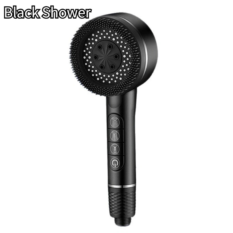 1pc Filtered Supercharged Shower Head Four-speed Adjustment With Water Seal Multi-functional Home Shower Bathroom Accessories Oasis Select black
