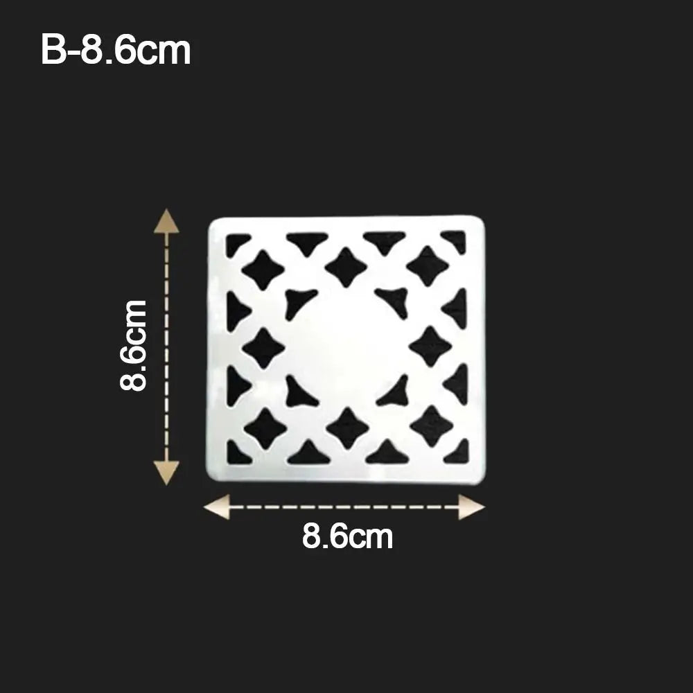 Square Floor Drain Cover Stainless steel convenient Shower Drain Hole Filter no rust Floor drain pad Bathroom Hardware Parts Oasis Select B-8.6cm
