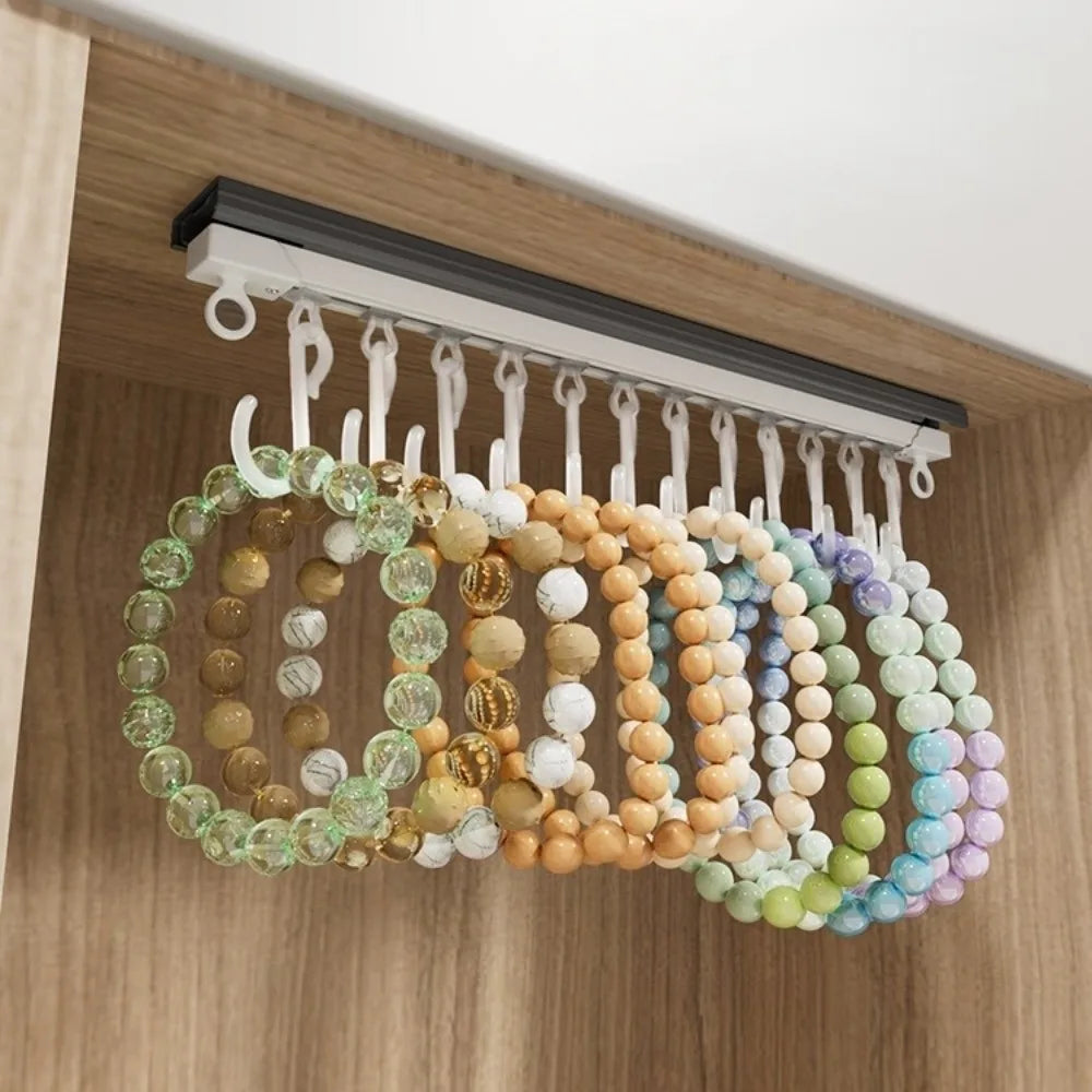 Sliding Rail S Hooks – No-Drill Wall Jewelry Organizer 30cm
