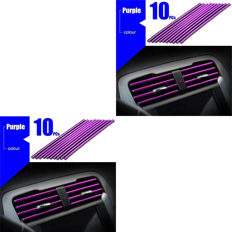 10/20pcs Car Air Conditioner Decoration Strip For Vent Outlet Moulding Trim Strips Car Styling Car Door Edge Corner Decoration Oasis Select 20pcs Purple