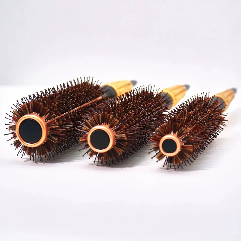 Wood Handle Boar Bristles Round Brush Hair Curly Comb Pro Hair Brush Anti Static Brush Teasing Brush Hairdresser Styling Tools Oasis Select
