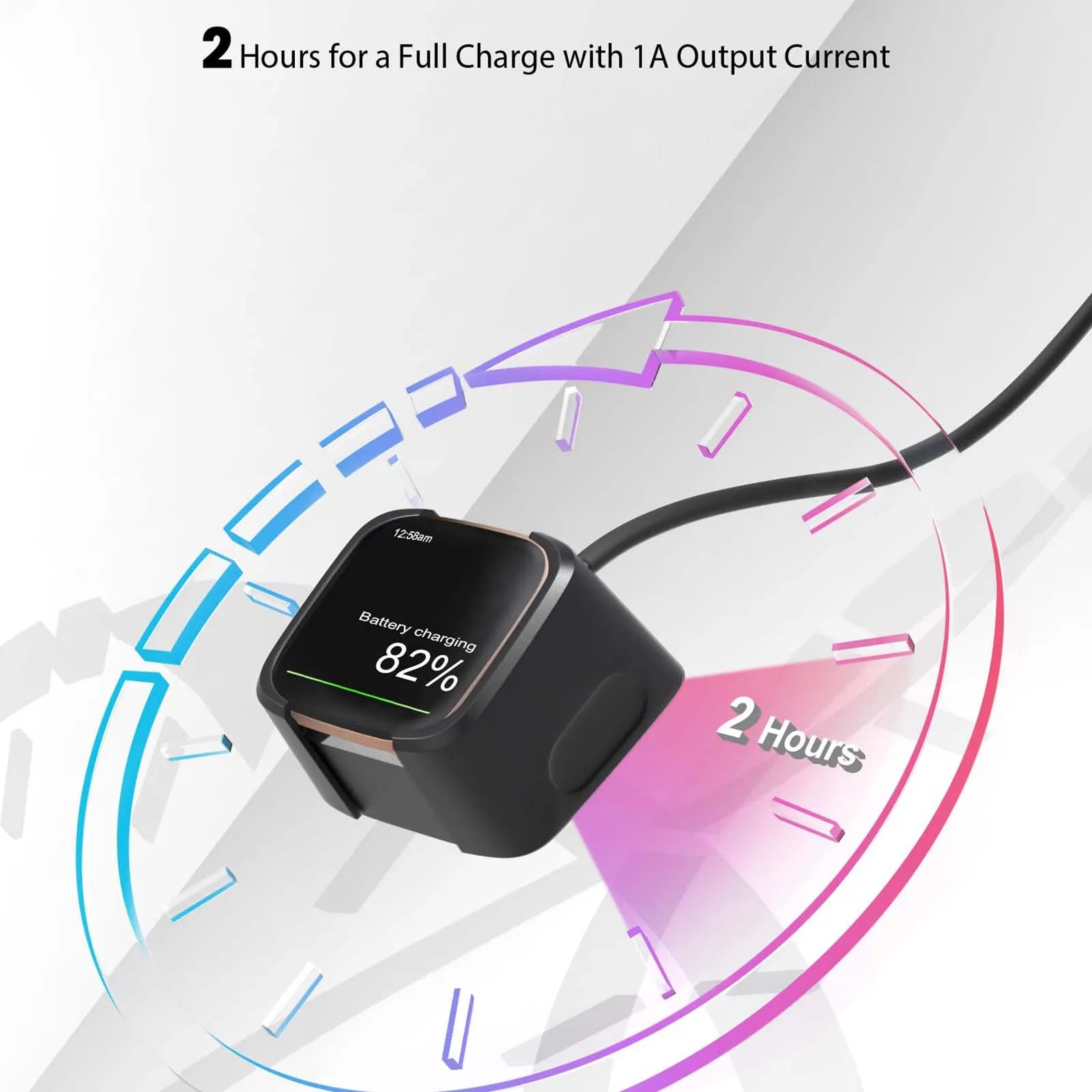 Fitbit Versa 2 USB Charger – Replacement Charging Cable Dock Smartwatch Charger Cable Oasis Select