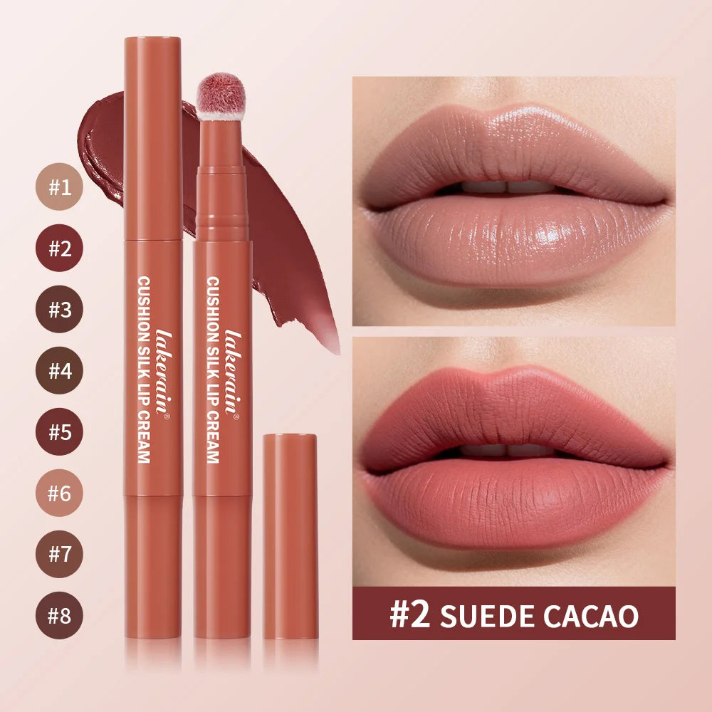 Lip Stain Air Cushion Lip Cream 2 IN 1 Lip & Blush Waterproof Matte Lip Glaze Mouth Red Lip Mud Non-fading Non-stick Cup Makeup Oasis Select