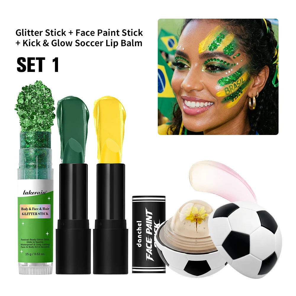 Face Paint Stick & Glitter Stick Set Lasting Moisturizing High Pigment Multifunctional for Sport Festival Party Cosplay Makeup Oasis Select SET 1