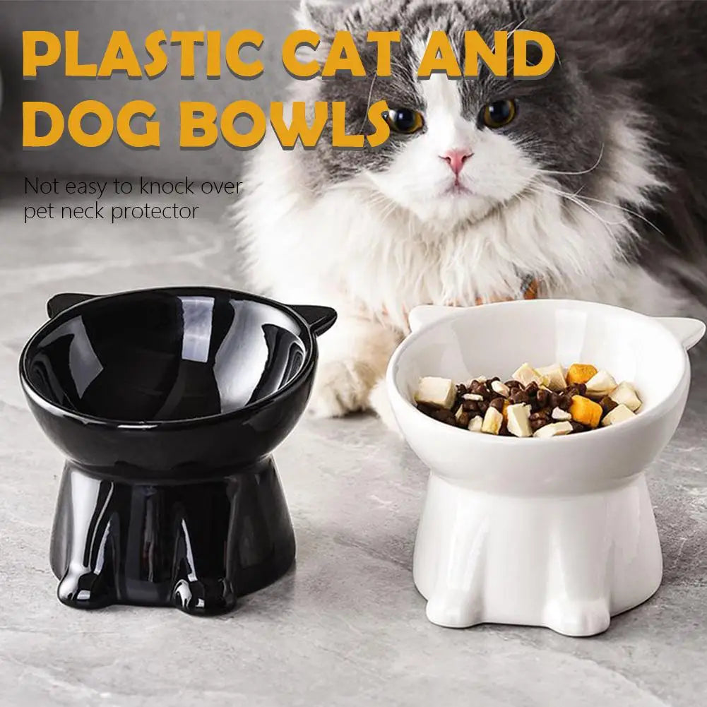New cat bowl with long ears and high feet bowl with cat and dog neck protection and anti-overturning plastic raised pet bowl Oasis Select