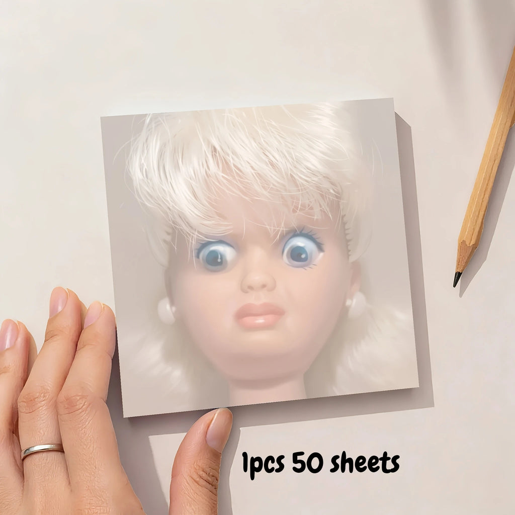 50/150-Sheet Funny Ugly Face Notepad, Square Shape Sarcastic Sticky Notes for Office Desk Decor, Coworker Gift, Daily Memo Pad Oasis Select 1pcs