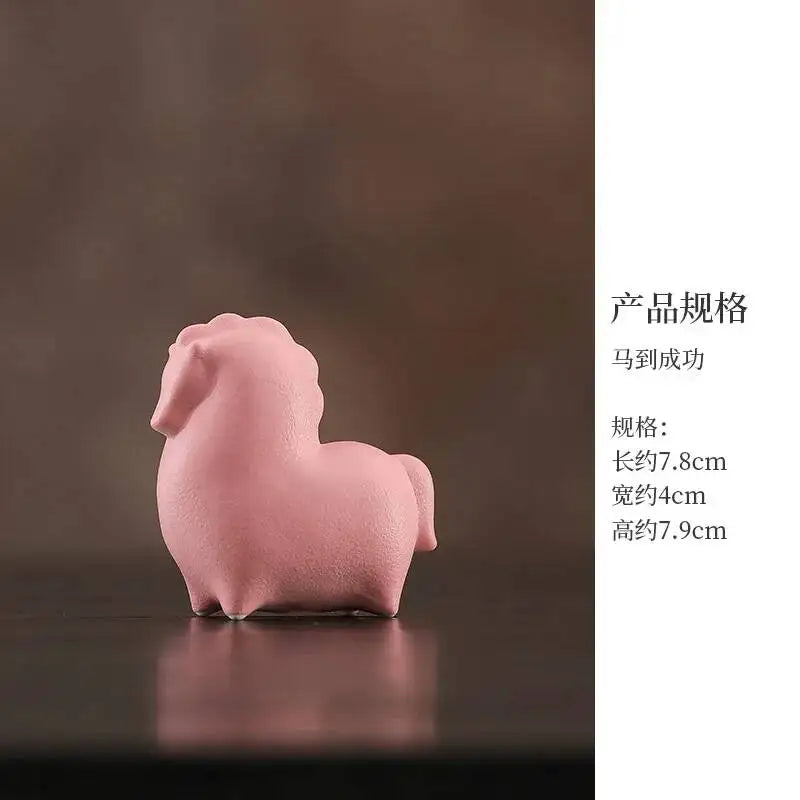 Fortune-Bringing Horse Ornament Ceramic Zodiac Horse Living Room, Study Office Desktop tea pet Oasis Select 8