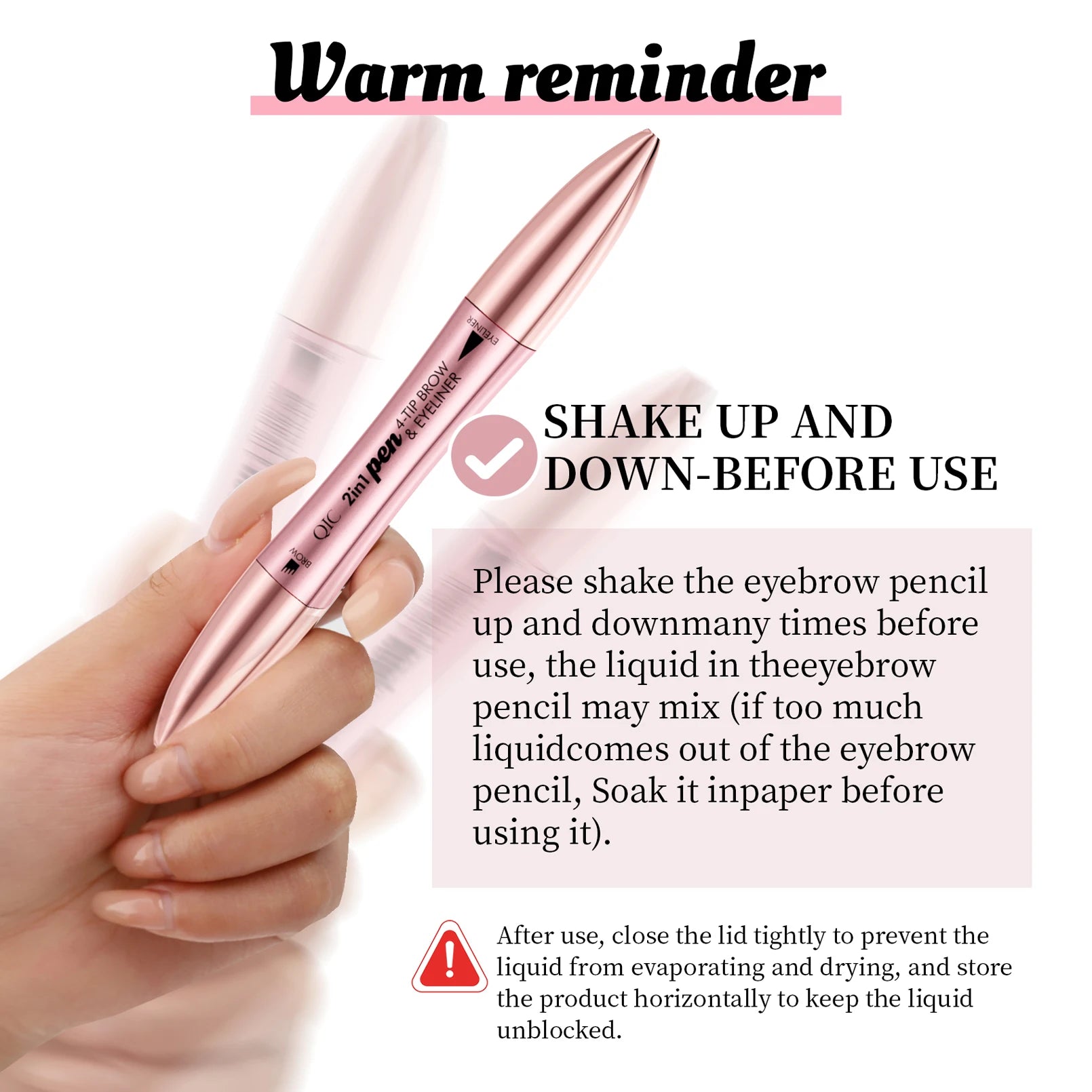 QIC 4-Split Tip Waterproof Liquid Eyebrow Pen – 4 Colors