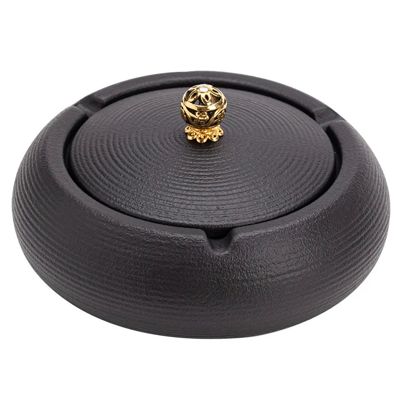 Creative Large Ashtray Household Ceramic Funnel Anti-fly Ash with Lid Office Ashtray Living Room Windproof Portable Ashtray Oasis Select