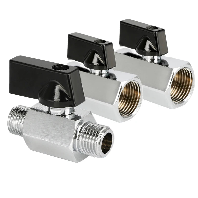 Mini Polished Copper Ball Valve PT1/8, 1/4, 3/8, 1/2 Switch Water Pipe, Gas and Electrical Dual Inside and Outside Oasis Select
