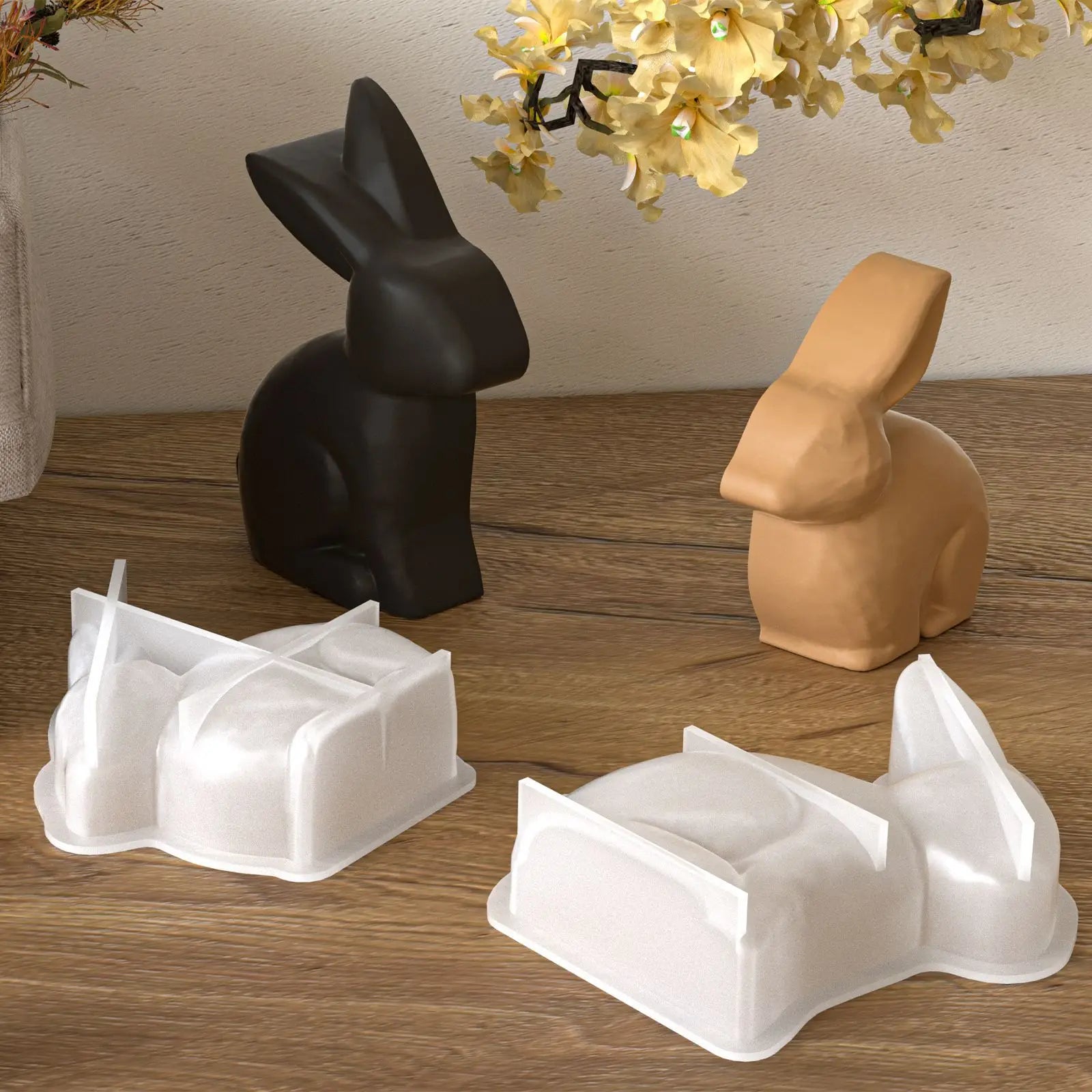 3d Bunny Mold Silicone Silicone Craft Mold Easter Rabbit Silicone Mold Lightweight For Scented Candles Home Decoration Gift Oasis Select