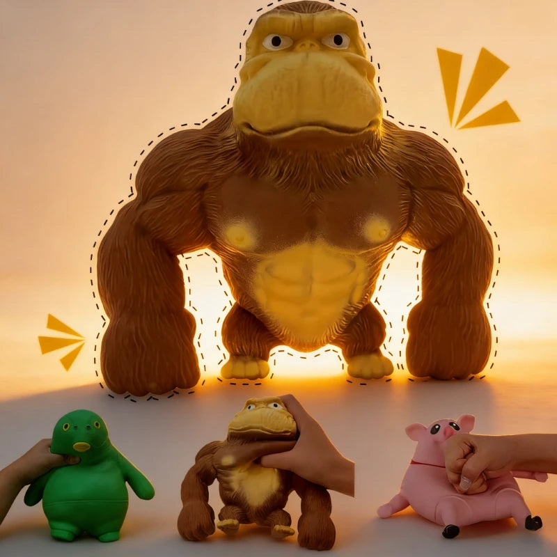 Cute Gorilla Figurines Humorous Expression Monkey Statues Stretchable Squeeze Animal Figure Office Ornament Home Decoration Oasis Select