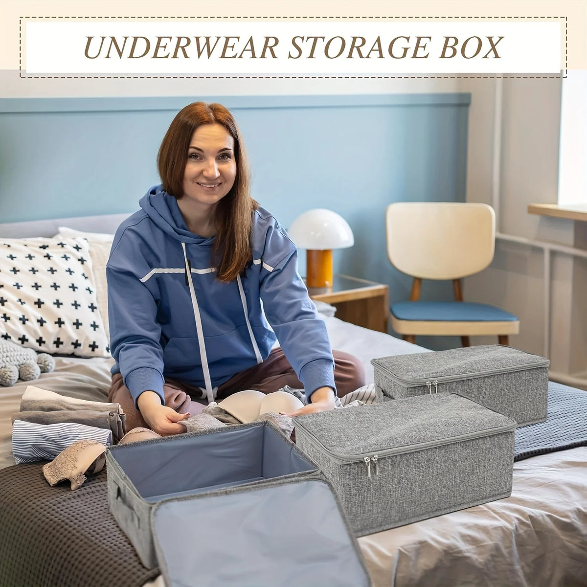 Stackable Foldable Fabric Storage Boxes with Lids and Handles Rigid and Foldable Storage Boxes Clothing Lockers Under-Bed Storag Oasis Select