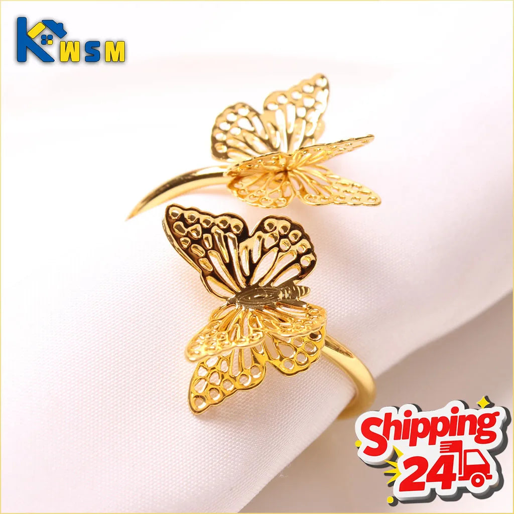 1-36PCS Butterfly Napkin Rings Wedding Table Decor Elegant Napkin Holders Creative Cloth Ring for Party Supplies Oasis Select
