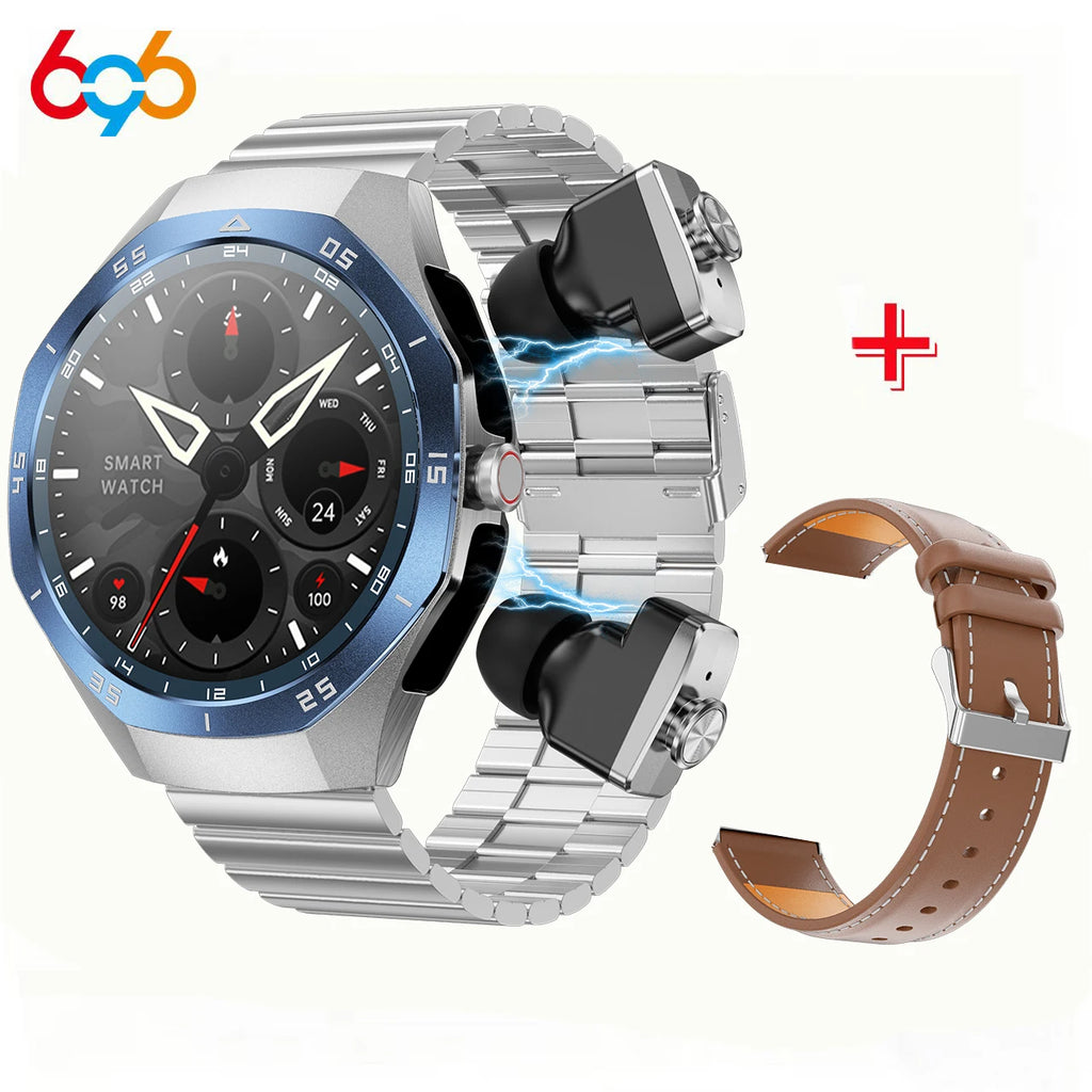 2-in-1 Bluetooth Earphones Smart Watch 24H Health Monitor NFC Men Women Sports Local Music Smartwatch With Built-in Headphones Oasis Select BVGRS a BWL
