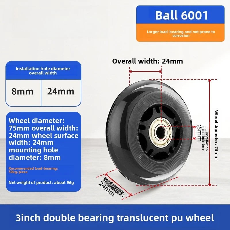 4Pcs Silent Travel Luggage Wheels Replacement Dia40/45/50/60/70/75/80/90/100mm Suitcase Part Axles Sliding Resistant Caster Oasis Select 4 pcs 3inch