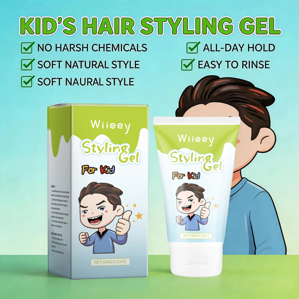 Styling Gel for Children Natural Hold No Flaking Easy Wash,Non-toxic Lightweight Non Sticky Boys Girls Daily Party Hairstyles Oasis Select