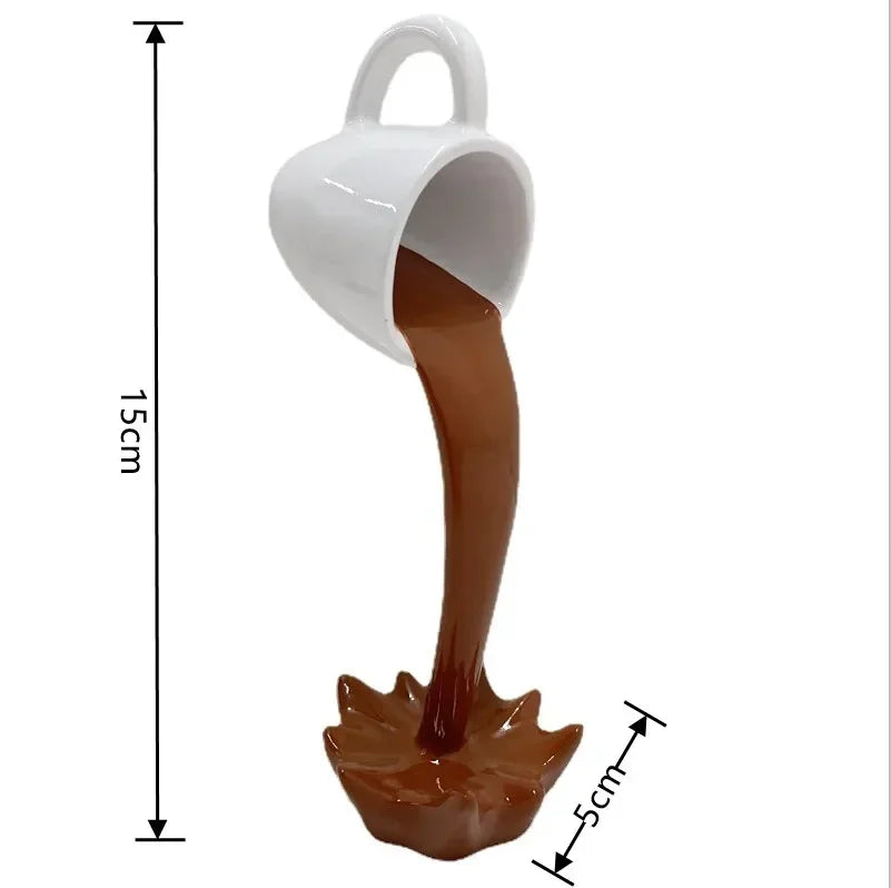 Floating Spilling Coffee Cup Sculpture Kitchen Decoration Spilling Magic Pouring Splash Creative Desktop Decor Home Decoration Oasis Select Brown