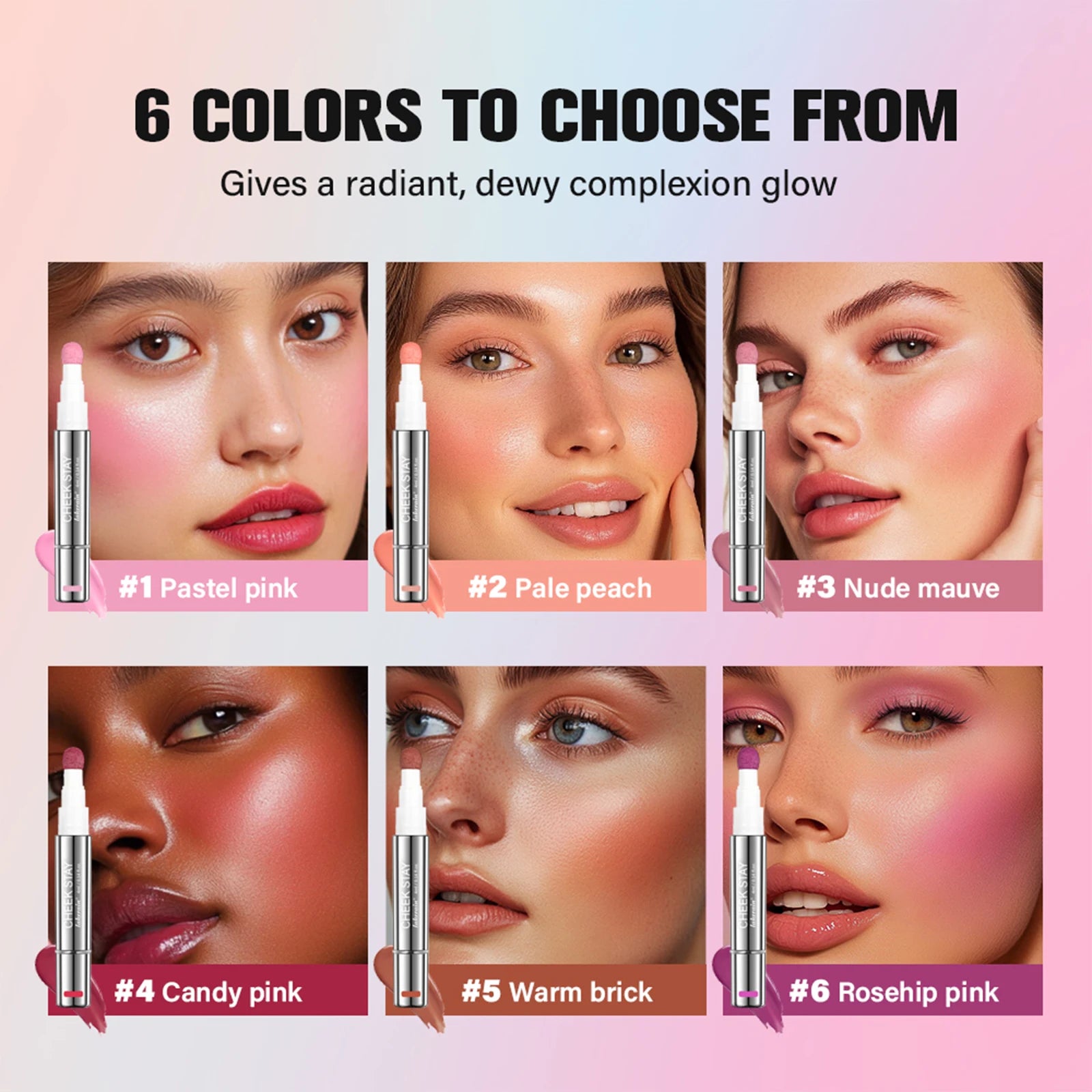 Lakerain 6-Shade Matte Liquid Blush – All-Day Cheek Stain Liquid Blush Oasis Select
