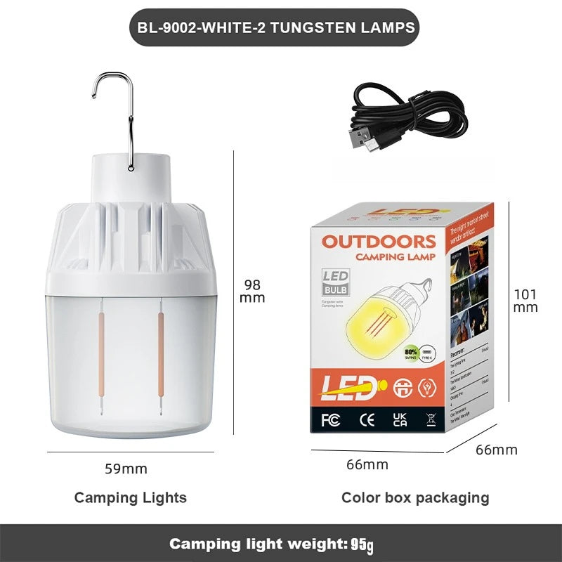E27 High Brightness Emergency LED Lamp Bulbs 15W Rechargeable Light Bulb Outdoor Camping Fishing Portable Household Lantern Oasis Select G160-B