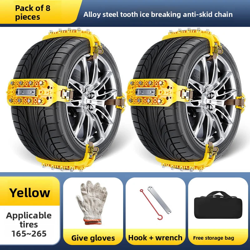 Bold car anti-skid chains SUV sedan universal off-road vehicle winter extra thick tire chains snow rescue tool Oasis Select 8PCS