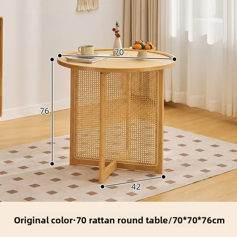 Japanese rattan dining table and chair small round table household balcony South East Asia bed and breakfast tea table log wind Oasis Select 70 Shishiki primary