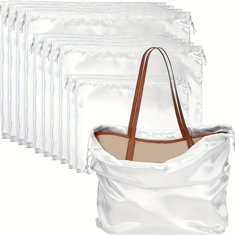 2pcs White Satin Drawstring Bags, Soft & Smooth Dustproof Storage Pouches for Handbags/Wigs/Underwear Drawstring Backpack Oasis Select 2pcs